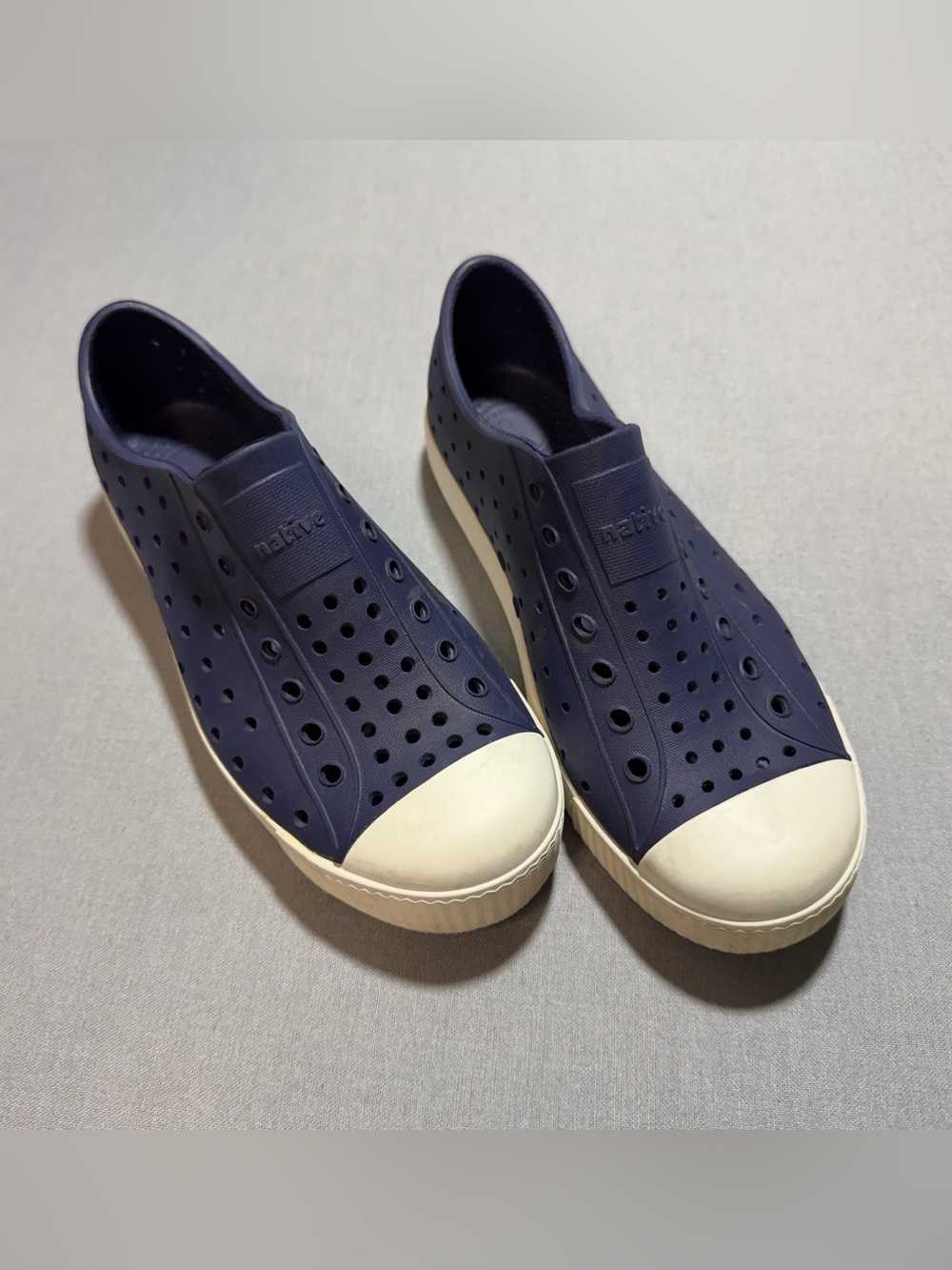 Native Boy’s Slip-On Loafers in Navy with White Toe
